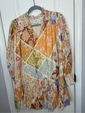 HEMANT & NANDITA bohemian patchwork mini dress